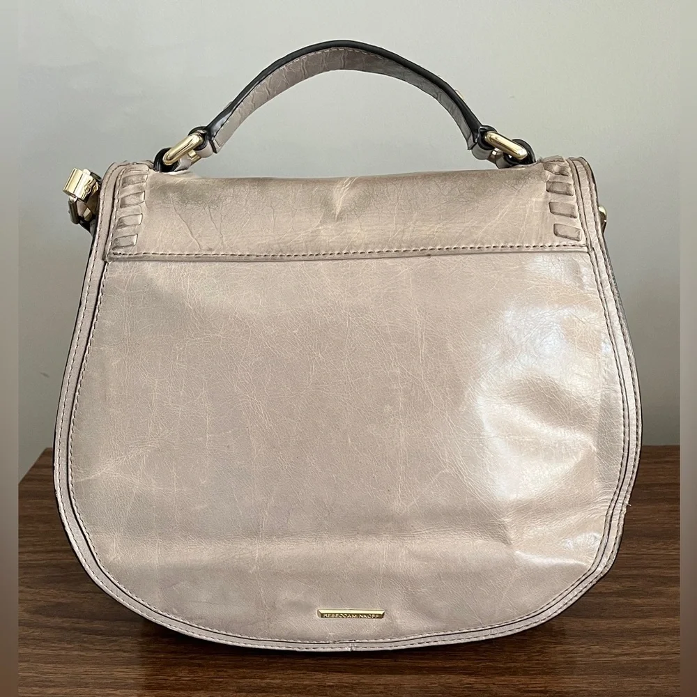 Rebecca Minkoff Distressed Leather, 'Vanity Saddle' in Mushroom, Crossbody Bag - Picture 6 of 14